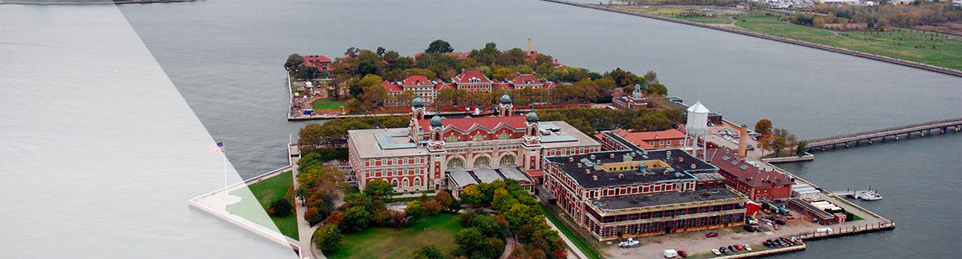 aerial of Ellis Island